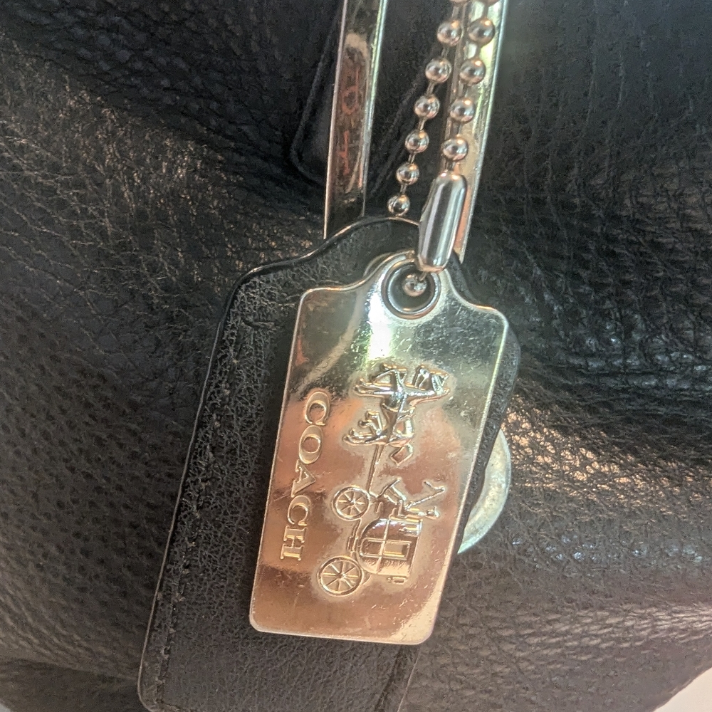 Coach Black Pebbled Leather Tote with Gold Hardware - Picture 3 of 6